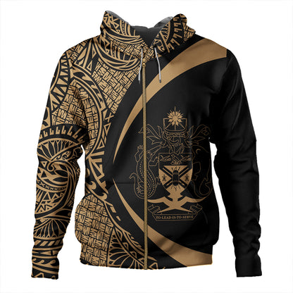 Solomon Islands Hoodie Coat Of Arm Lauhala Gold Circle
