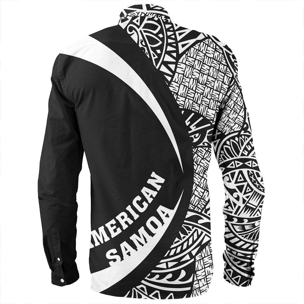 Samoa Long Sleeve Shirt American Samoa Coat Of Arm Lauhala White Circle