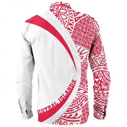 Austral Islands Long Sleeve Shirt Coat Of Arm Lauhala Circle