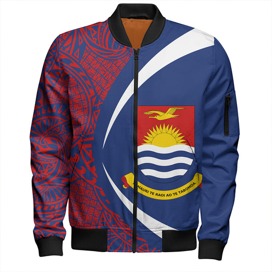 Kiribati Bomber Jacket Coat Of Arm Lauhala Circle