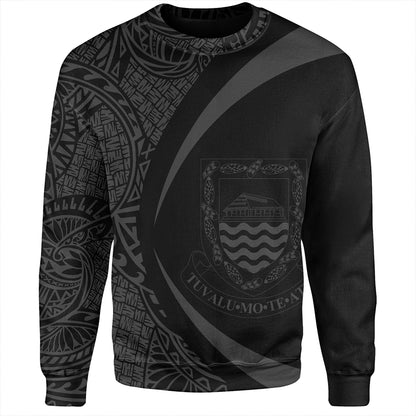 Tuvalu Sweatshirt Coat Of Arm Lauhala Gray Circle