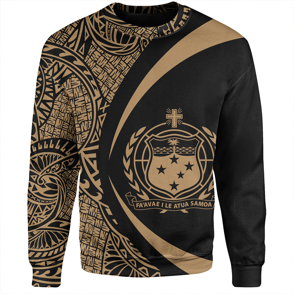 Samoa Sweatshirt Coat Of Arm Lauhala Gold Circle