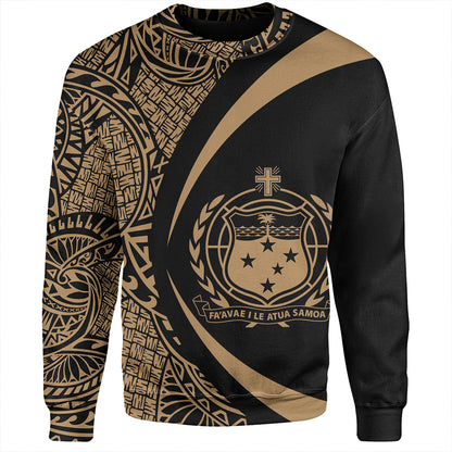 Samoa Sweatshirt Coat Of Arm Lauhala Gold Circle