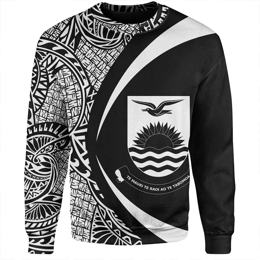 Kiribati Sweatshirt Coat Of Arm Lauhala White Circle