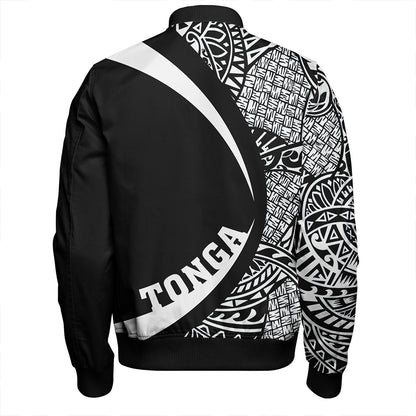 Tonga Bomber Jacket Coat Of Arm Lauhala White Ver 2 Circle