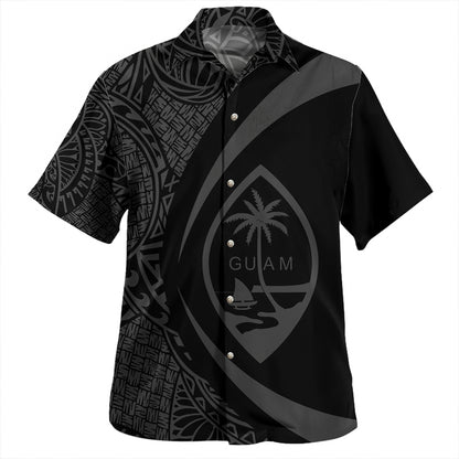 Guam Hawaiian Shirt Coat Of Arm Lauhala White Circle