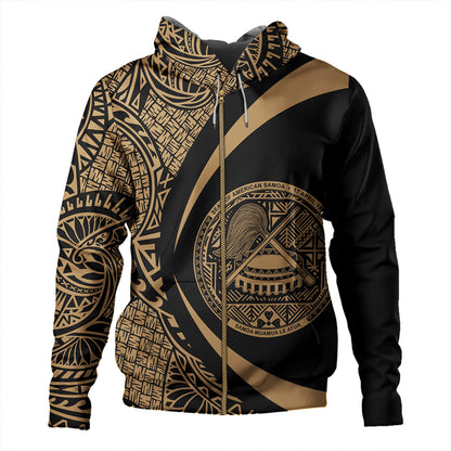 Samoa Hoodie American Samoa Coat Of Arm Lauhala Gold Circle