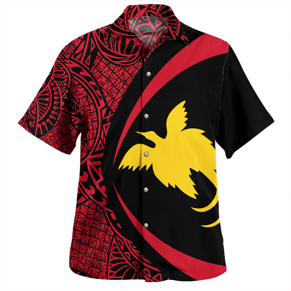 Papua New Guinea Hawaiian Shirt Coat Of Arm Lauhala Gold Circle