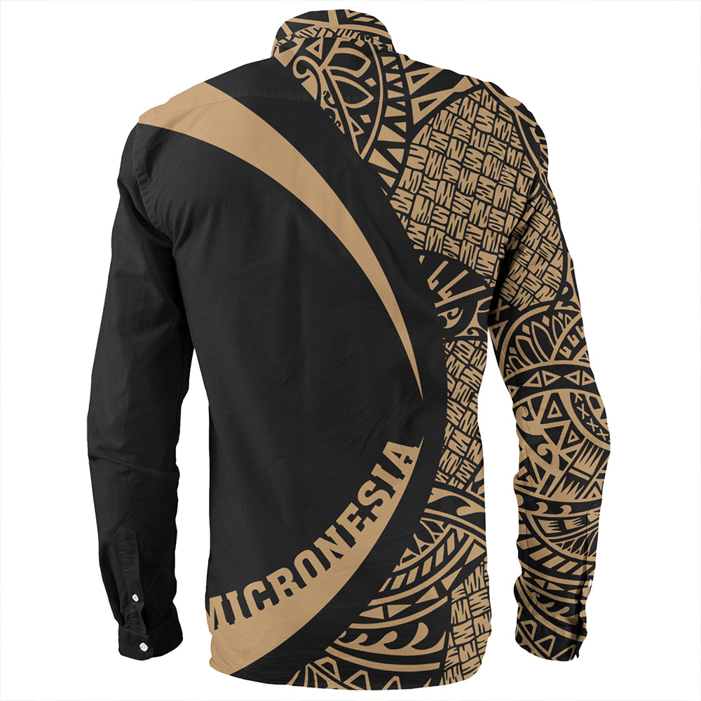 Federated States of Micronesia Long Sleeve Shirt Coat Of Arm Lauhala Gold Circle