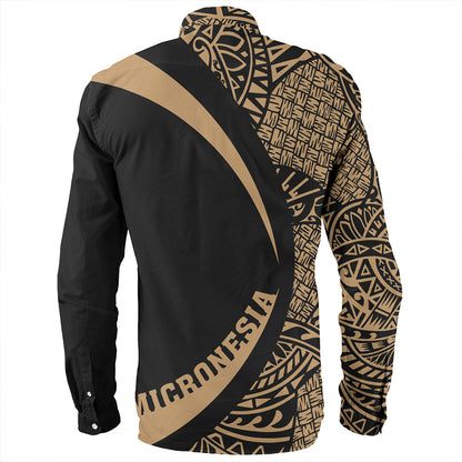 Federated States of Micronesia Long Sleeve Shirt Coat Of Arm Lauhala Gold Circle