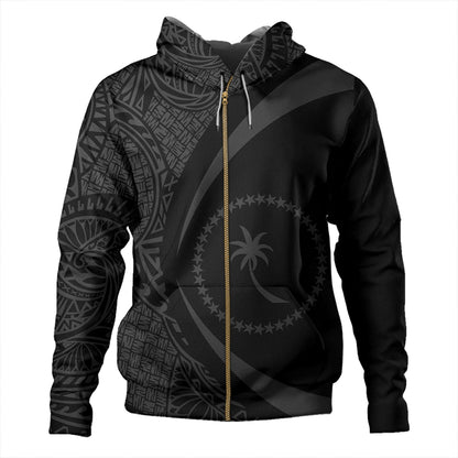 Chuuk Hoodie Coat Of Arm Lauhala Gray Circle