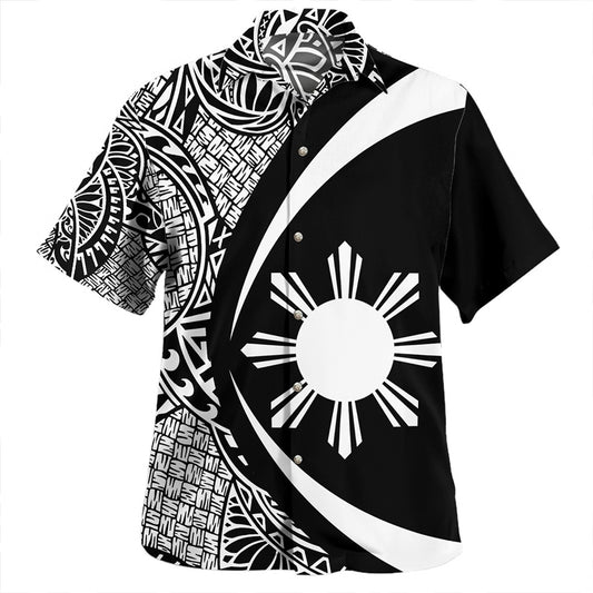 Philippines Hawaiian Shirt Coat Of Arm Lauhala White Circle
