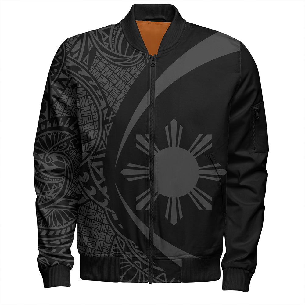Philippines Bomber Jacket Coat Of Arm Lauhala Gray Circle