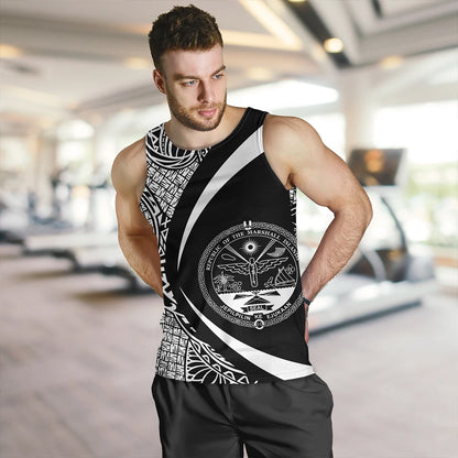 Marshall Islands Tank Top Coat Of Arm Lauhala White Circle