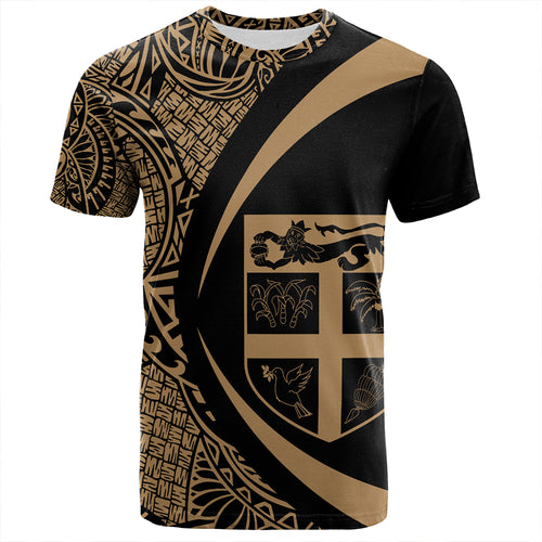 Fiji T-Shirt Coat Of Arm Lauhala Gold Circle