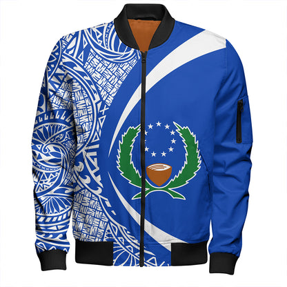 Pohnpei Bomber Jacket Coat Of Arm Lauhala Circle