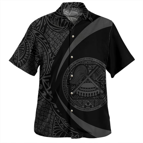 Samoa Hawaiian Shirt American Samoa Coat Of Arm Lauhala Gray Circle