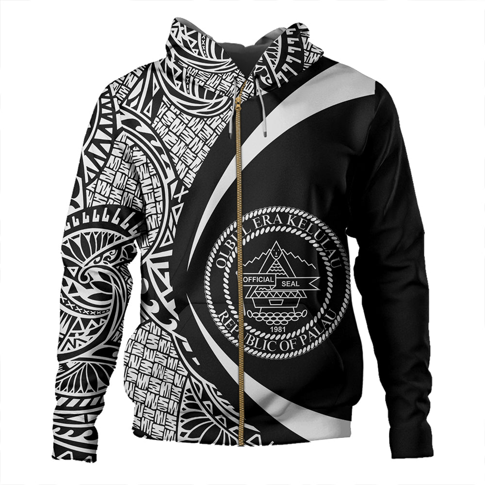 Palau Hoodie Coat Of Arm Lauhala White Circle