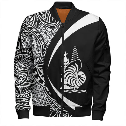 New Caledonia Bomber Jacket Coat Of Arm Lauhala White Circle
