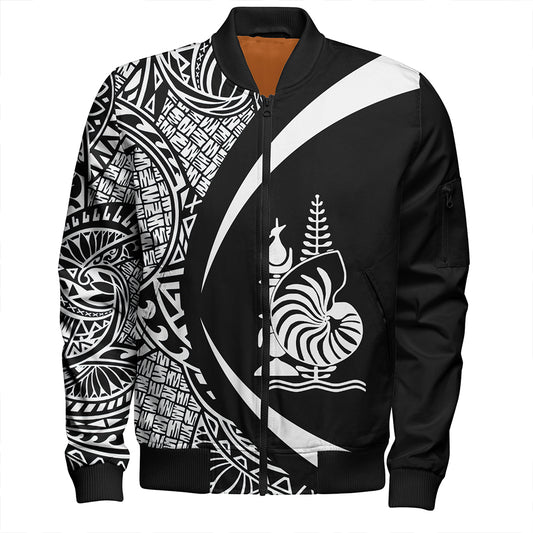 New Caledonia Bomber Jacket Coat Of Arm Lauhala White Circle