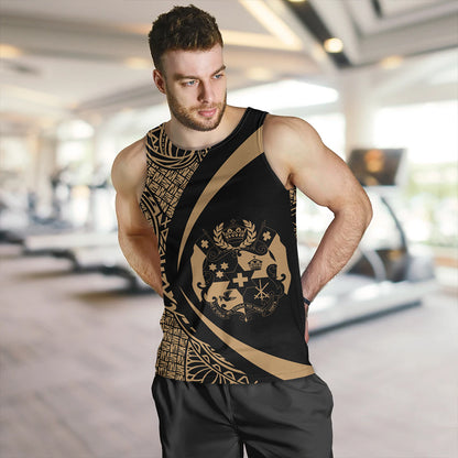 Tonga Tank Top Coat Of Arm Lauhala Gold Circle