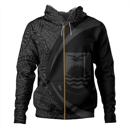 Kiribati Hoodie Coat Of Arm Lauhala Gray Circle