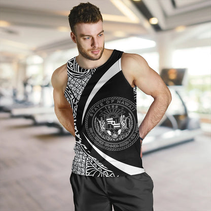Hawaii Tank Top Coat Of Arm Lauhala White Circle