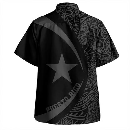 Puerto Rico Hawaiian Shirt Coat Of Arm Lauhala Gray Circle