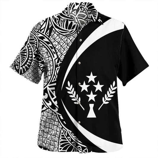 Kosrae Hawaiian Shirt Coat Of Arm Lauhala White Circle