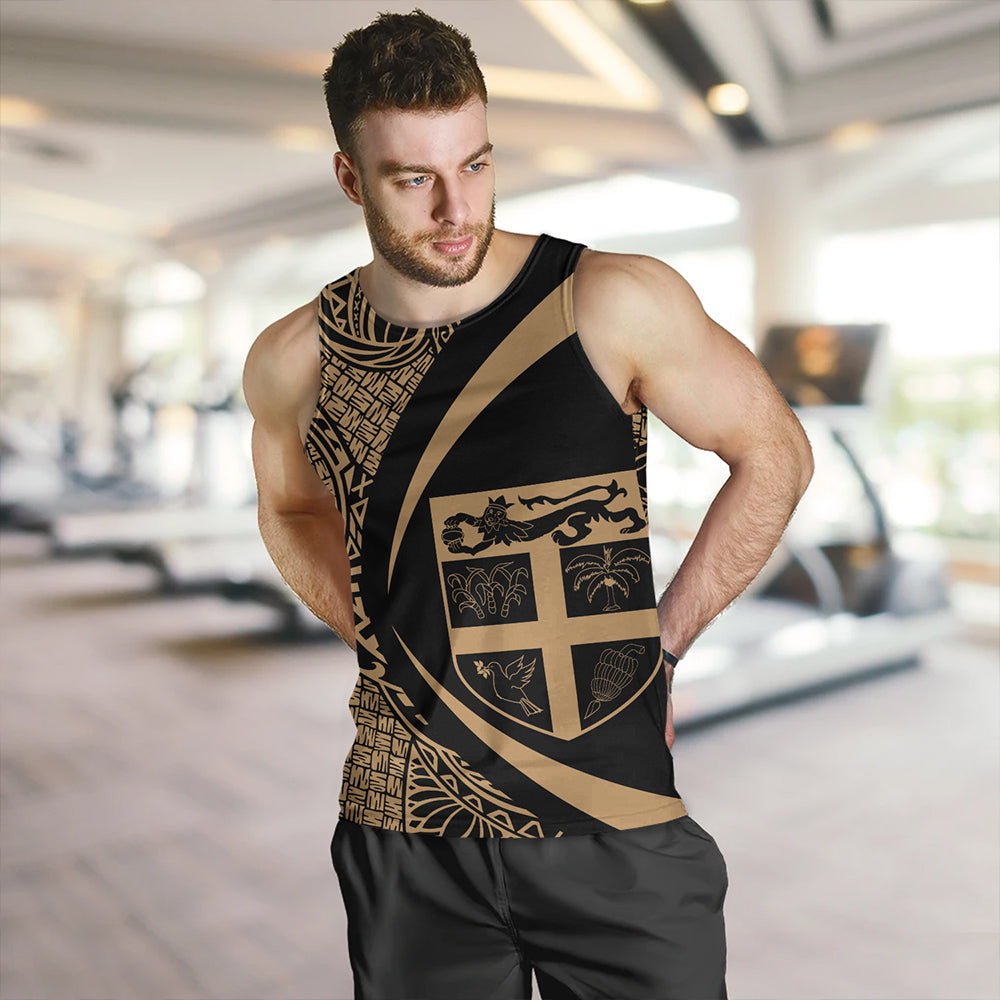 Fiji Tank Top Coat Of Arm Lauhala Gold Circle