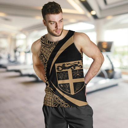 Fiji Tank Top Coat Of Arm Lauhala Gold Circle