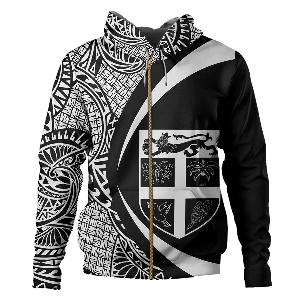 Fiji Hoodie Coat Of Arm Lauhala White Circle