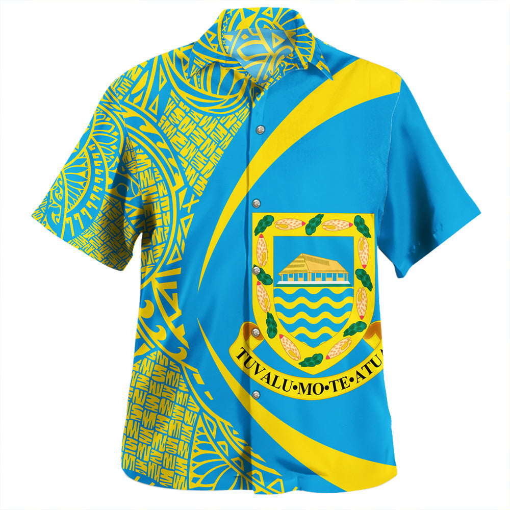 Tuvalu Hawaiian Shirt Coat Of Arm Lauhala Circle