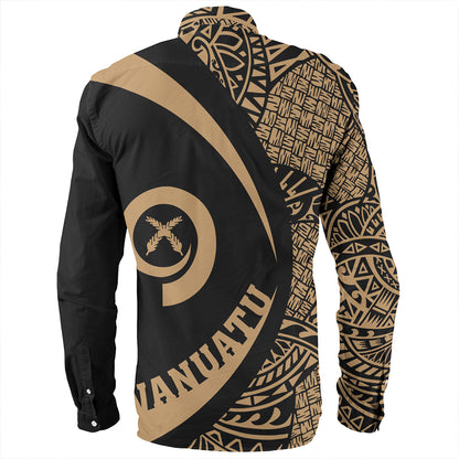 Vanuatu Long Sleeve Shirt Coat Of Arm Lauhala Gold Circle
