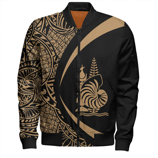 New Caledonia Bomber Jacket Coat Of Arm Lauhala Gold Circle
