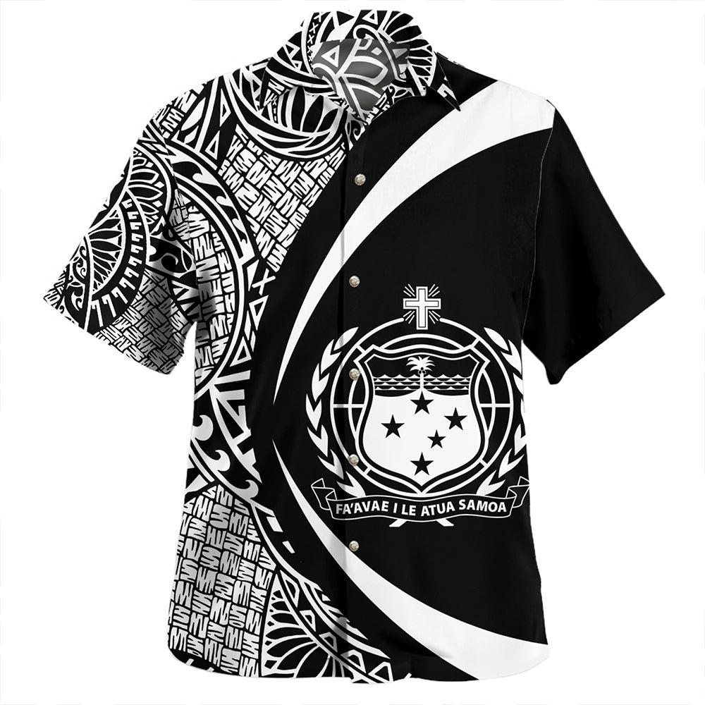 Samoa Hawaiian Shirt Coat Of Arm Lauhala White Circle