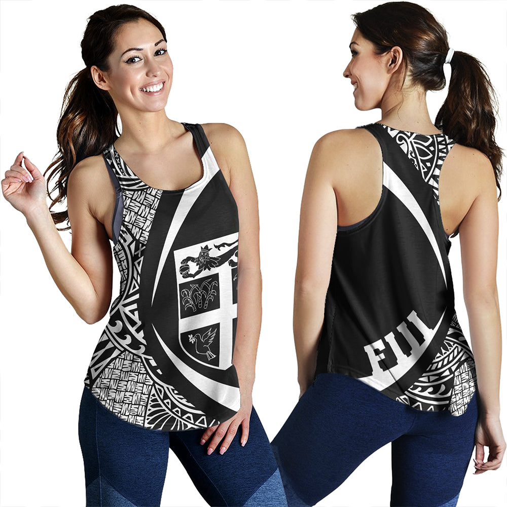 Fiji Women Tank Coat Of Arm Lauhala White Circle