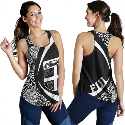 Fiji Women Tank Coat Of Arm Lauhala White Circle