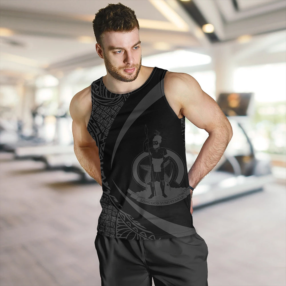 Vanuatu Tank Top Coat Of Arm Lauhala Gray Circle
