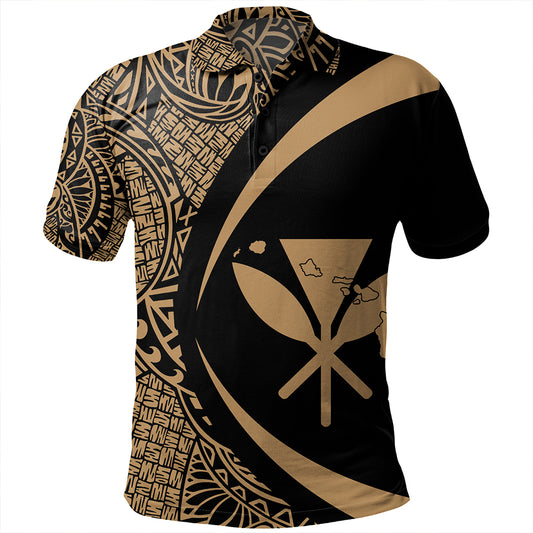 Hawaii Polo Shirt Kanaka Maoli Hawaiian Map Lauhala Circle
