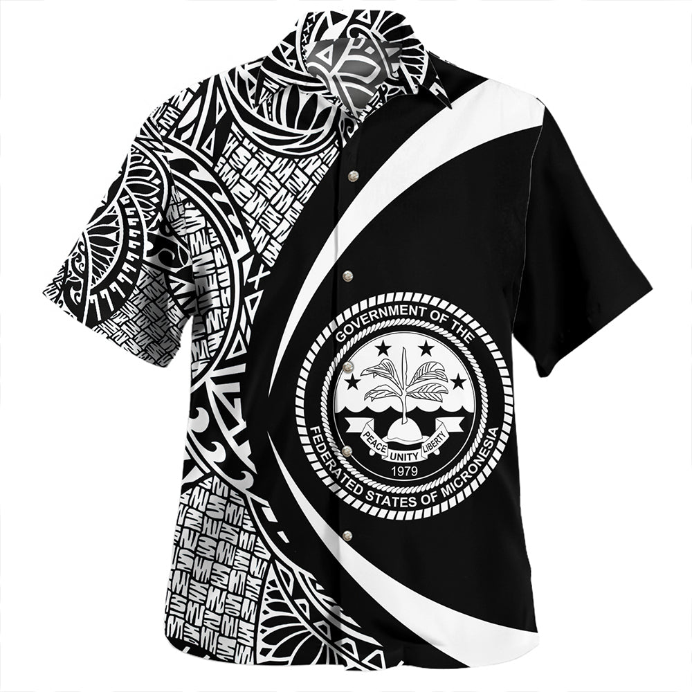Federated States of Micronesia Hawaiian Shirt Coat Of Arm Lauhala White Circle
