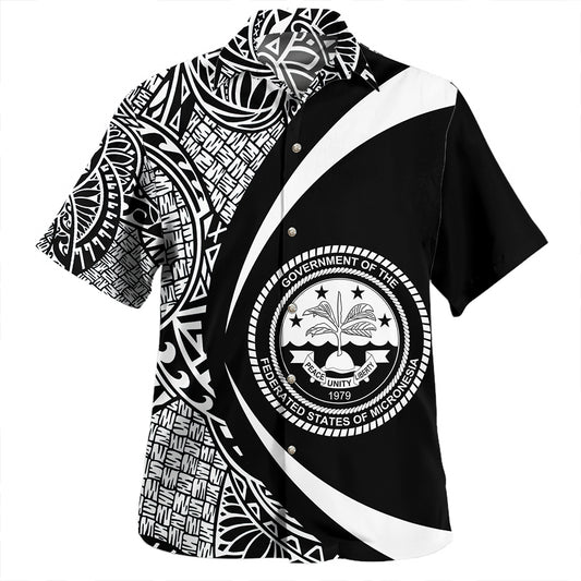 Federated States of Micronesia Hawaiian Shirt Coat Of Arm Lauhala White Circle