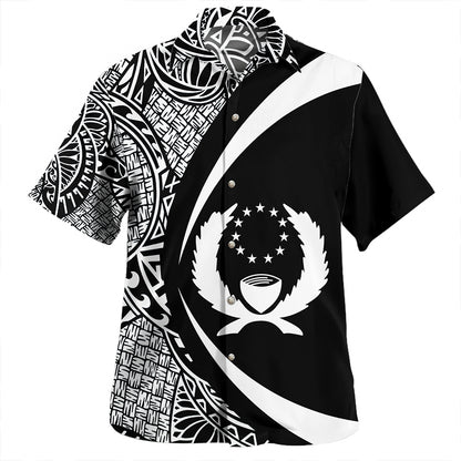 Kosrae Hawaiian Shirt Coat Of Arm Lauhala Circle