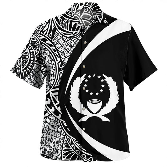 Kosrae Hawaiian Shirt Coat Of Arm Lauhala Circle