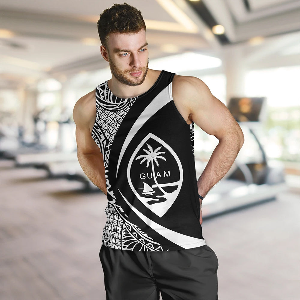 Guam Tank Top Coat Of Arm Lauhala White Circle