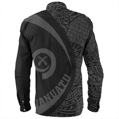 Vanuatu Long Sleeve Shirt Coat Of Arm Lauhala Gray Circle