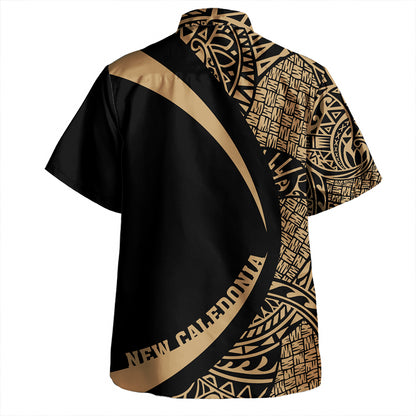 New Caledonia Hawaiian Shirt Coat Of Arm Lauhala Gray Circle