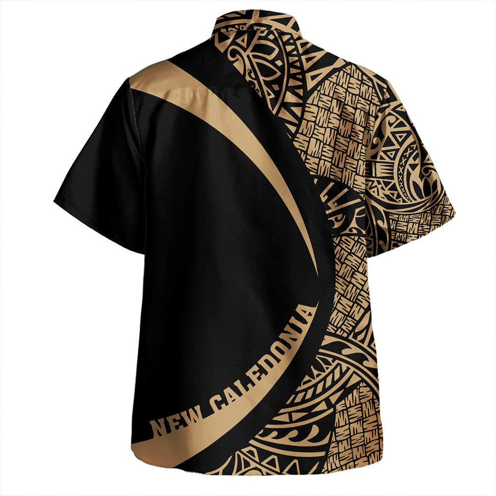 New Caledonia Hawaiian Shirt Coat Of Arm Lauhala Gold Circle