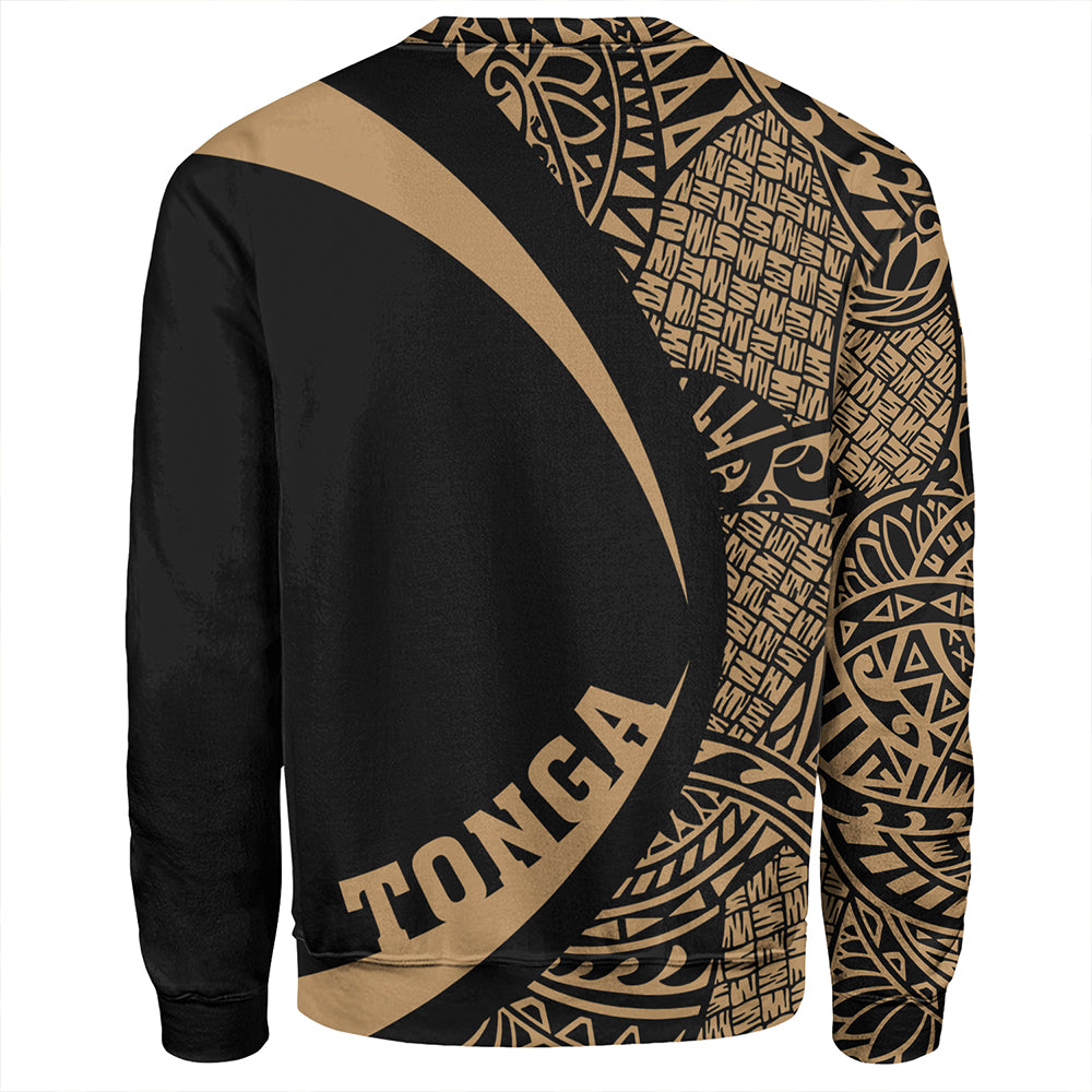 Tonga Sweatshirt Coat Of Arm Lauhala Gold Ver 2 Circle