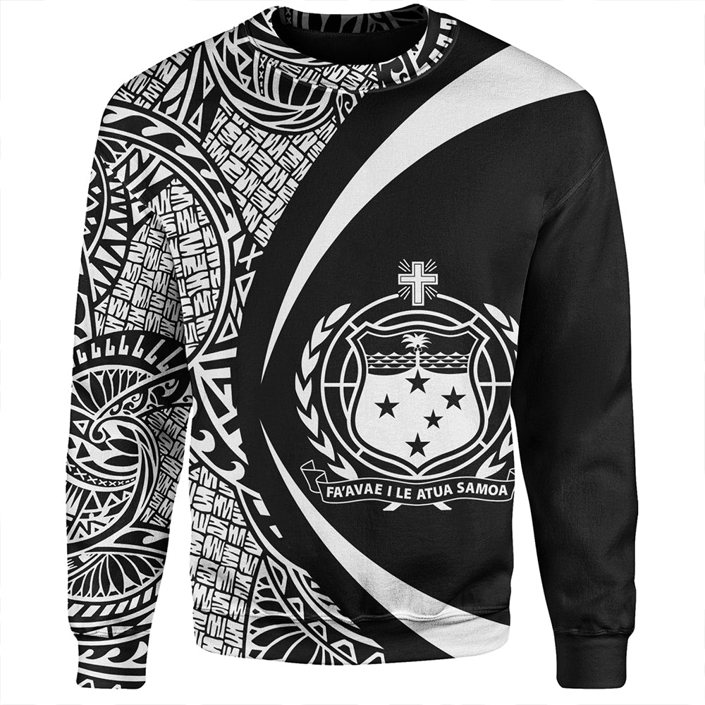 Samoa Sweatshirt Coat Of Arm Lauhala White Circle